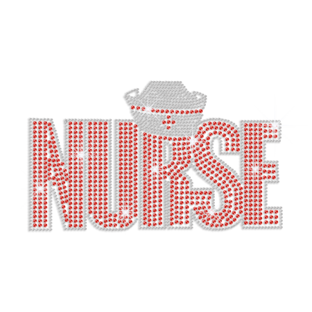 Blingy Cool Nurse & Hat Hot Fix Rhinestone Transfer