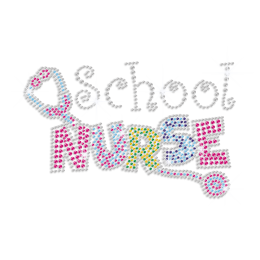 Colorful Pretty School Nurse Iron-on Rhinestone Transfer