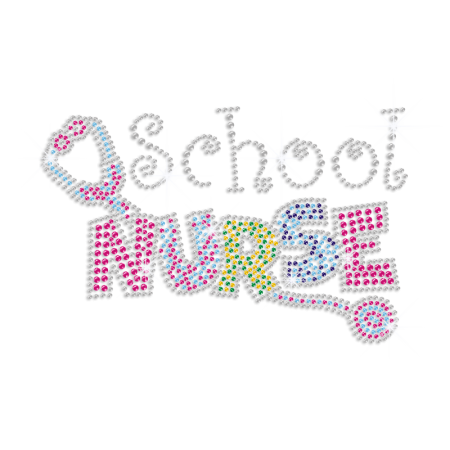 Colorful Pretty School Nurse Iron-on Rhinestone Transfer