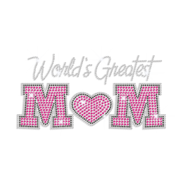 Lovely World\'s Greatest Mom Iron-on Rhinestone Transfer