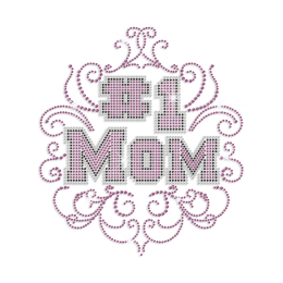 Beautiful #1 Mom Iron-on Rhinestone Transfer