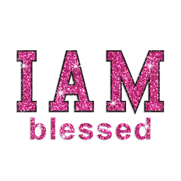 Pink Bling I Am Blessed Glitter Iron-on Transfer