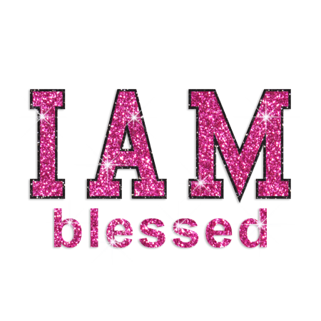 Pink Bling I Am Blessed Glitter Iron-on Transfer