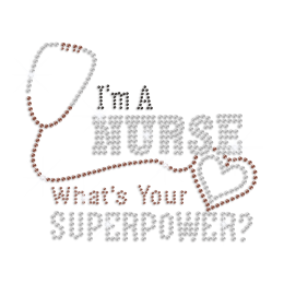 Blingy Nurse Superpower Iron-on Rhinestone Transfer