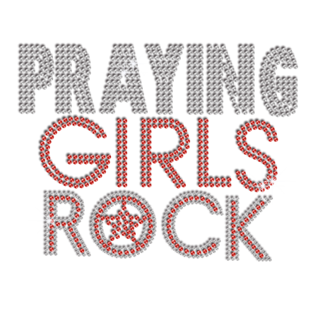 Beautiful Praying Girls Rock Hotfix Rhinestone Transfer