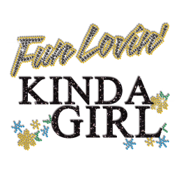 Lovely Fun Girl Iron on Glitter Rhinestone Transfer