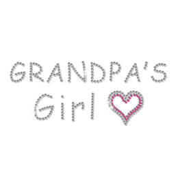 Cute Grandpa's Lovely Girl Iron on Rhinestone Transfer