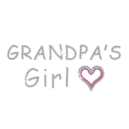 Cute Grandpa's Lovely Girl Iron on Rhinestone Transfer