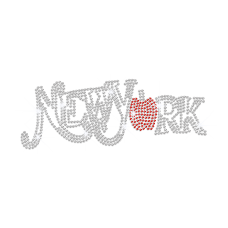 Lovely Apple New York Iron-on Rhinestone Transfer