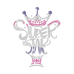 Super Star Crown Hotfix Rhinestone Design Motif