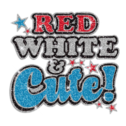 Red White & Blue Cute Hotfix Glitter Transfer Motif