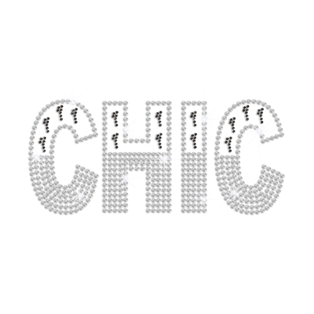 Crystal Chic & Jet Black Footprints Iron on Rhinestone Transfer