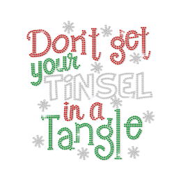 Don\'t Get Your Tinsel in a Tangle Iron on Rhinestone Transfer