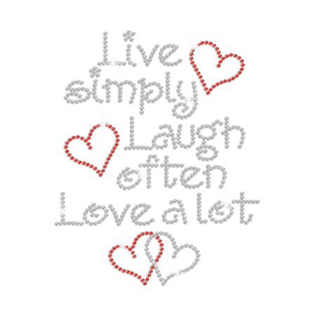 Shimmery Live Simple Laugh Often Love A Lot Iron-on Rhinestone Transfer
