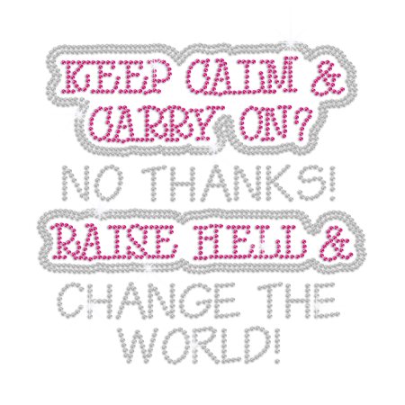 Keep Calm Iron on Bling Rhinestone Motif