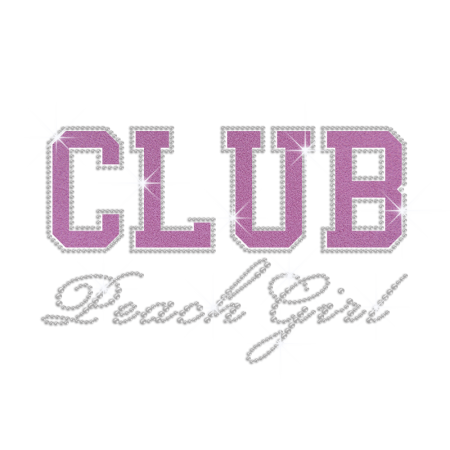 Club Peach Girl Iron on Flock Iron on Rhinestone Transfer Decal