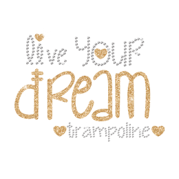 Love Your Dream Trampoline Iron on Glitter Rhinestone Transfer Motif