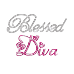 Wholesale Blessed Diva Iron on Rhinestone Transfer Decal