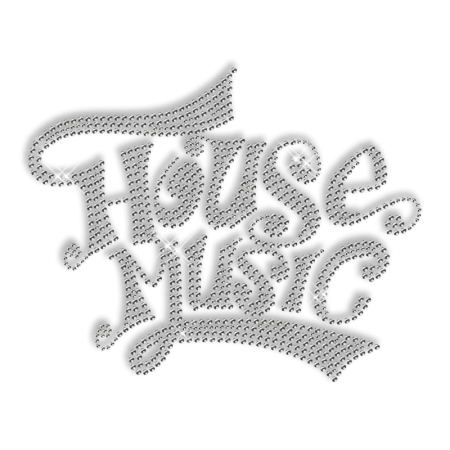 Best Custom Shinning Pure Crystal HOUSE MUSIC Rhinestone Iron on Transfer Motif for Shirts