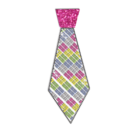 Lovely Colorful Tie Iron-on Glitter Rhinestone Transfer