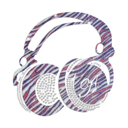 Zebra Pattern Earphone Iron-on Rhinestone Transfer