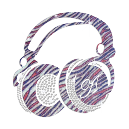 Zebra Pattern Earphone Iron-on Rhinestone Transfer