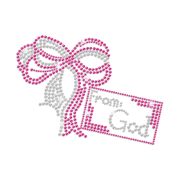 Cute Pink Bowknot From God Iron-on Rhinestone Transfer  