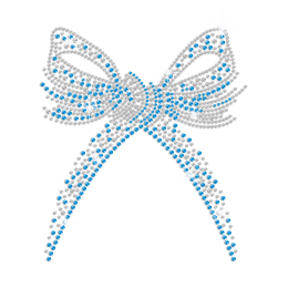 Blue Bowknot Iron-on Rhinestone Transfer