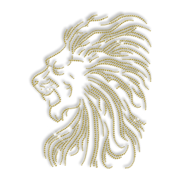 Gold Rhinestud Lion Head Hot Fix Pattern