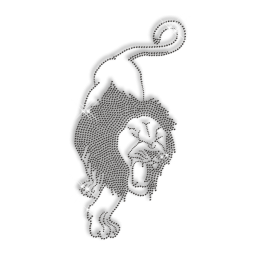 Black Rhinestud Lion Hot Fix Motif