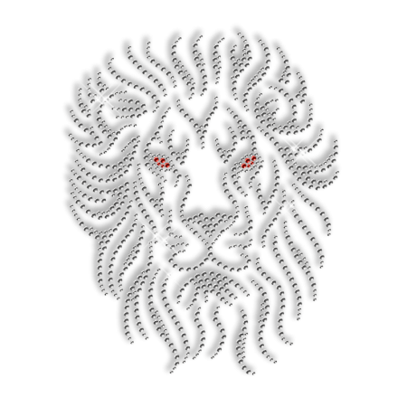 Crystal Rhinestone Lion Head Iron on Motif
