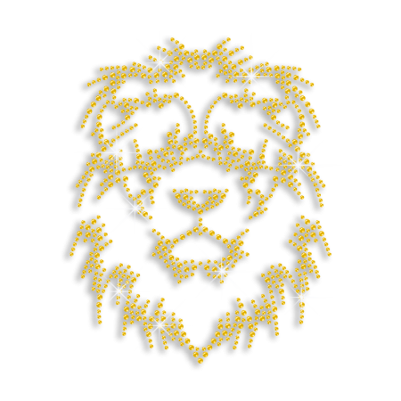 Yellow Lion Head Iron-on Rhinestone Transfer