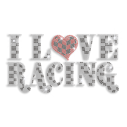 Custom Best Shinning I Love Racing Diamante Iron on Transfer Design for Shirts