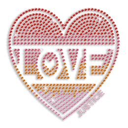 Best Custom Shinning LOVE in Heart Rhinestud Iron on Transfer Motif for Shirts