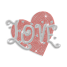 Fashionable Love Heart Iron-on Nailhead Stud Rhinestone Transfer