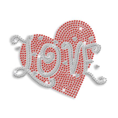 Fashionable Love Heart Iron-on Nailhead Stud Rhinestone Transfer