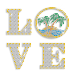 Colorful Cool Love Beach Iron-on Rhinestone Transfer