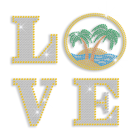 Colorful Cool Love Beach Iron-on Rhinestone Transfer