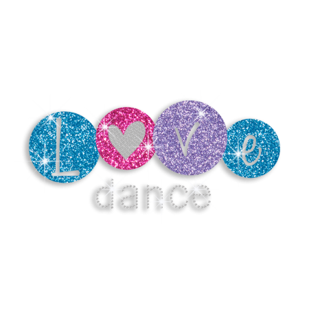 Trendy Pretty Dance Love Iron on Glitter Rhinestone Transfer