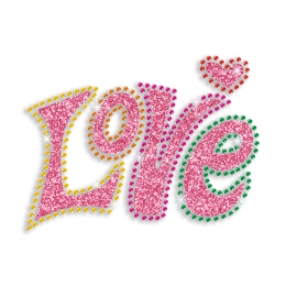 Beautiful Love Heart Iron-on Glitter Rhinestone Transfer