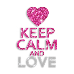 Pink Pretty Keep Calm & Love Iron-on Glitter Rhinestone Transfer