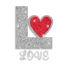 Big Love Heart Hot Fix Glitter Rhinestone Transfer