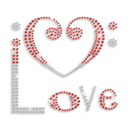 Elegant Love Heart Iron-on Rhinestone Transfer