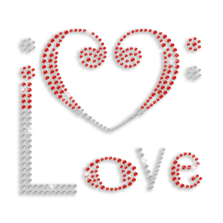 Elegant Love Heart Iron-on Rhinestone Transfer