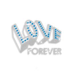 Bling Love Forever Iron-on Nailhead Rhinestone Transfer