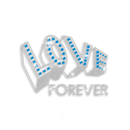 Bling Love Forever Iron-on Nailhead Rhinestone Transfer