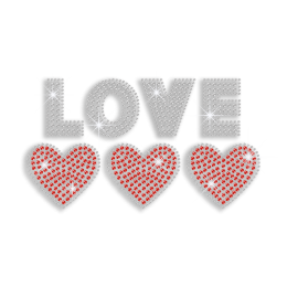 Blingy Love Heart Iron-on Rhinestone Transfer