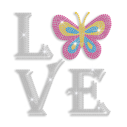 Attracting Butterfly Love Iron-on Rhinestone Transfer