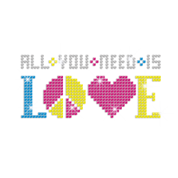 Colorful Block Love Iron-on Rhinestone Transfer