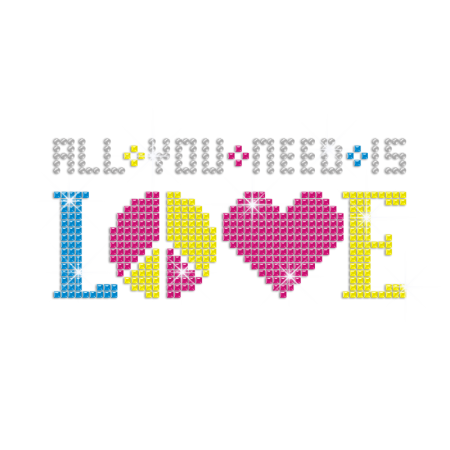 Colorful Block Love Iron-on Rhinestone Transfer